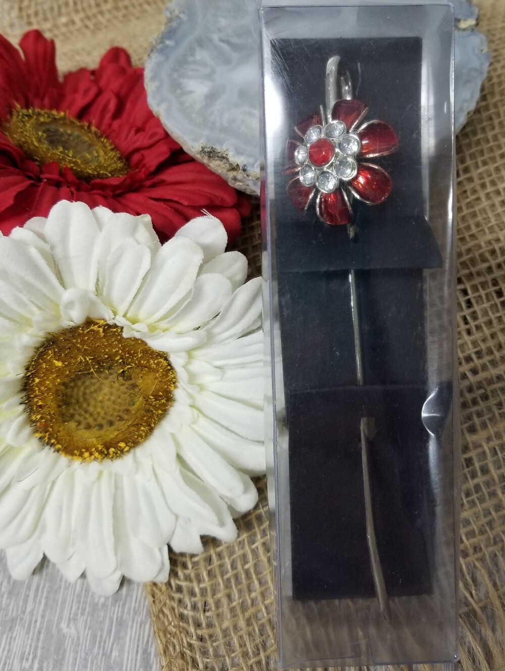 Red Metal Flower Bookmark
